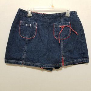 Carolina Blues skort 14 VINTAGE denim jean skirt front shorts back bandana trim